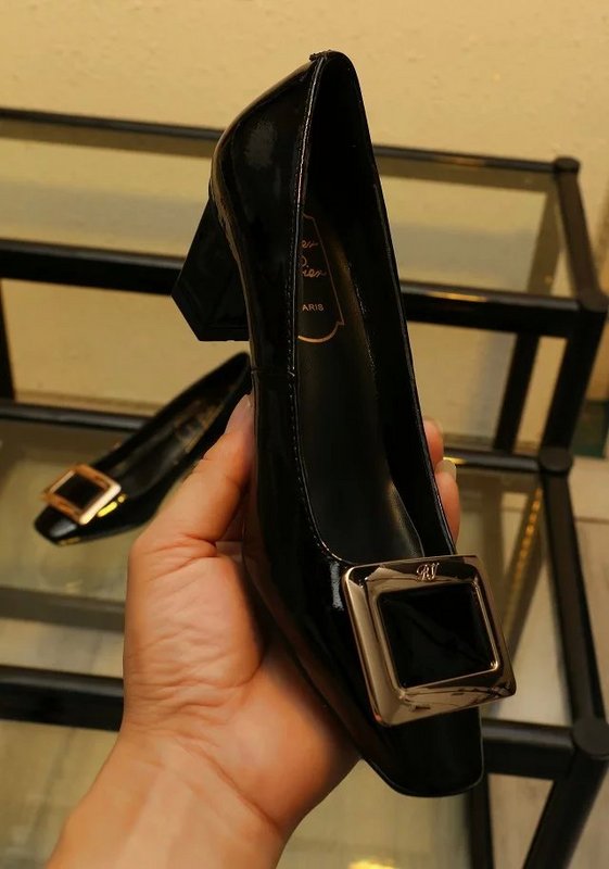 RV Shallow mouth Block heel Shoes Women--075